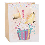 Merkloos sans marque no brand cadeautasje verjaardag - papieren gift bag met stevige lintgreep - 4 verschillende vrolijke verjaardagsprints voor cadeaus - afmeting 32 x 26 x 12 cm - kleur meerkleurig - afbeelding 3