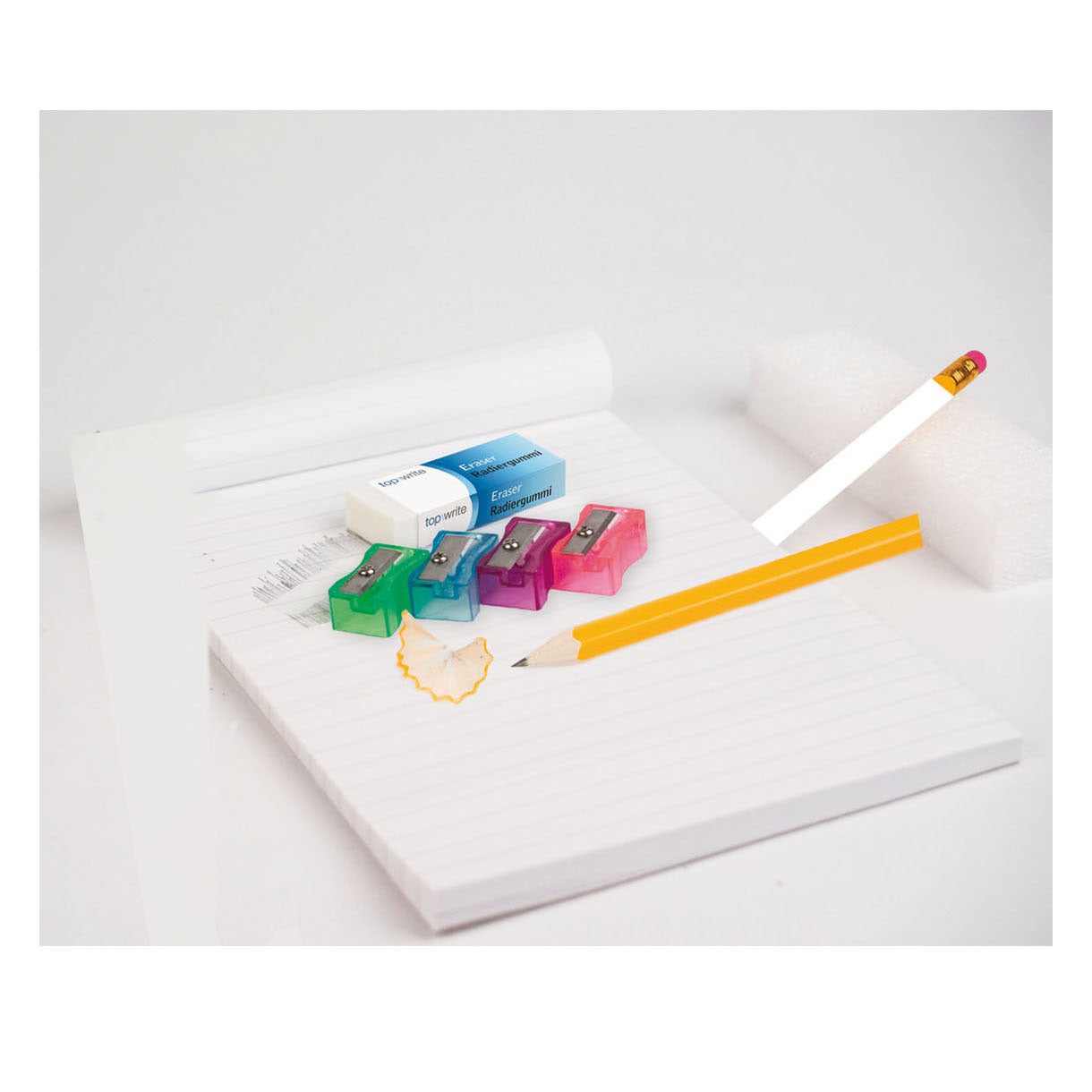 Top write potloodslijper gummen set