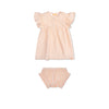 Sunset grid | oranje wit meisjes set strand- muslin