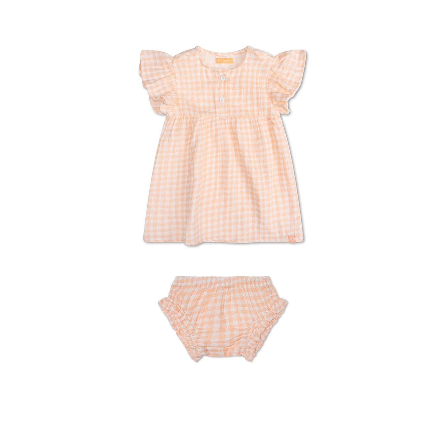 Sunset grid | oranje wit meisjes set strand- muslin