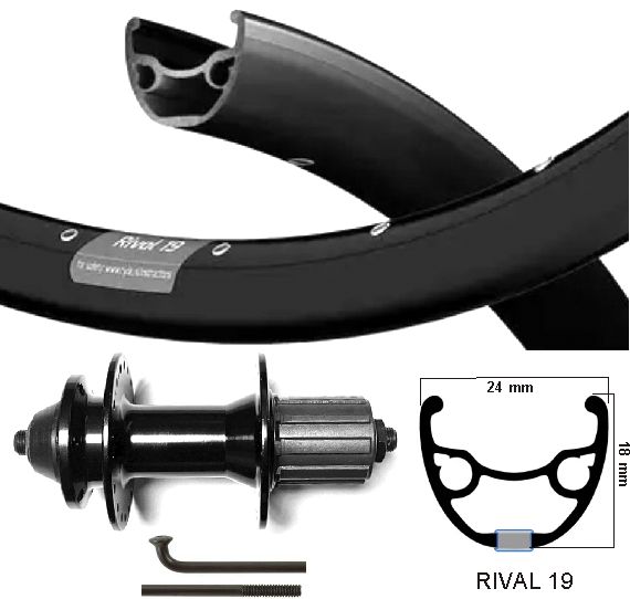 Kgs Achterwiel 27,5 inch (584) rival spaak zwart cassette 8-10 disc