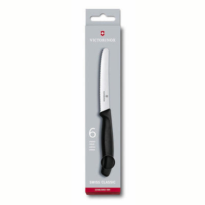 Victorinox tafel- tomatenmessen gekarteld zwart lemmet doos a 6 stuks