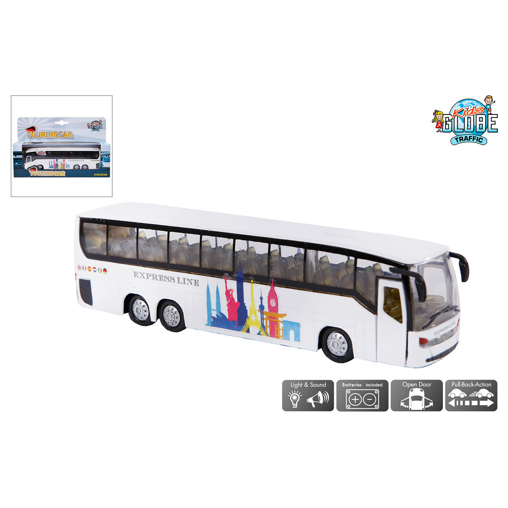 Kids Globe Die-cast Bus met Licht en Geluid, 19cm