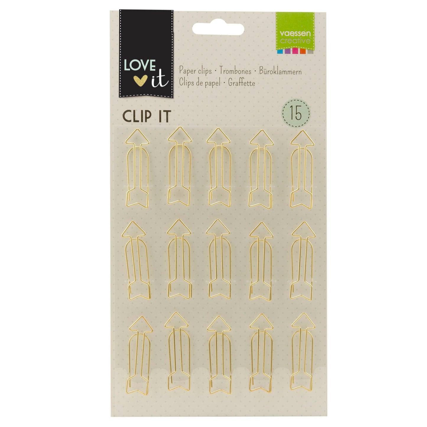 Vaessen creative • love it paperclips pijlen goud 15st.