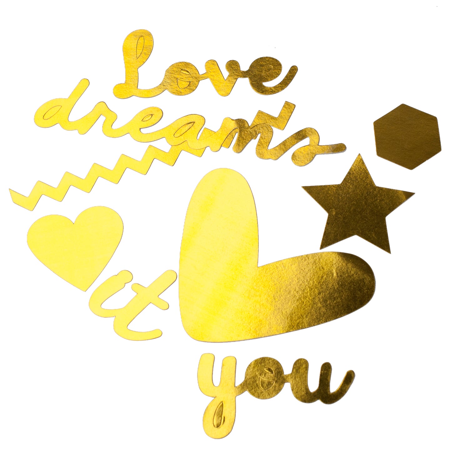 Vaessen creative • love it papieren knipsels 1-11cm goud 12st.