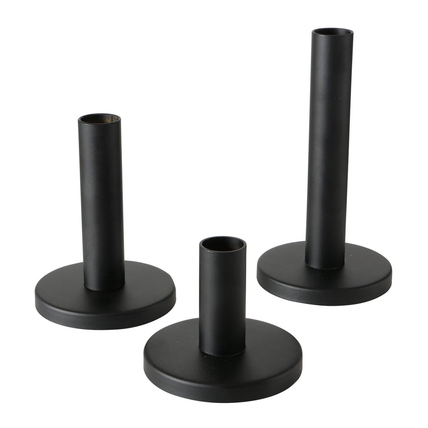 Boltze home kaarsenstandaardset malko 3-delig metaal rond ø9xh16cm zwart