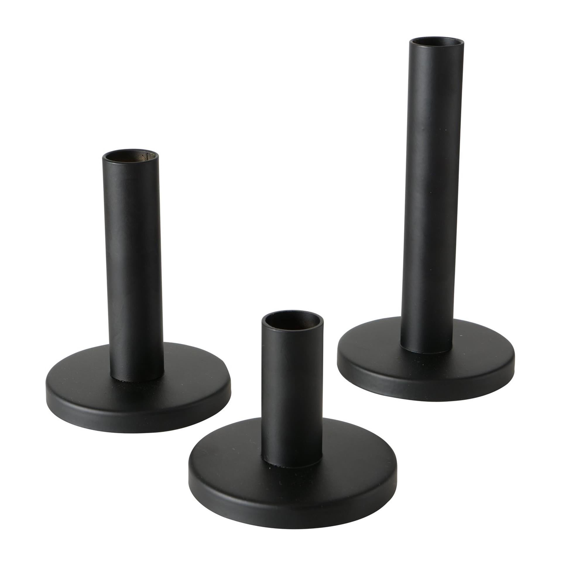 Boltze home kaarsenstandaardset malko 3-delig metaal rond ø9xh16cm zwart