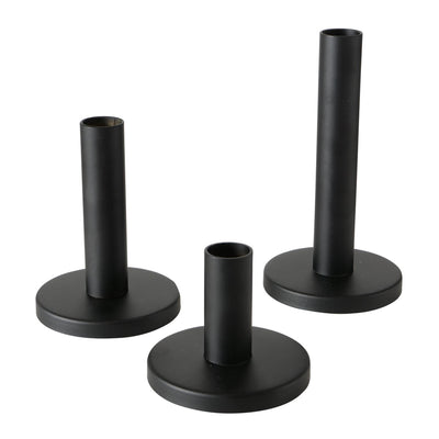 Boltze home kaarsenstandaardset malko 3-delig metaal rond ø9xh16cm zwart