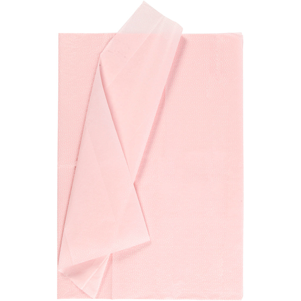 Tissuepapier, met stippen, vel 50x70 cm, 14 gr, lichtrood, 6 vel 1 doos