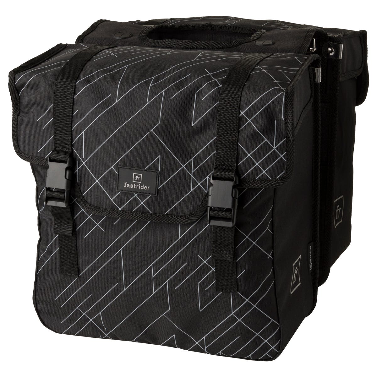 Fastrider dex dubbele fietstas - 36 liter - zwart grijs - gerecyceld en waterafstotend polyester