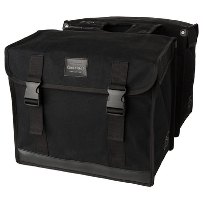 Fastrider canvas hybride 94 dubbele fietstas zwart 56l - afgeschuind - waterafstotend canvas - reflecterend - geschikt voor e-bike
