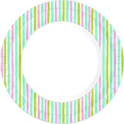 Duni papieren borden stripes multi ã˜22cm pak a 10 stuks