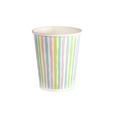 Duni papieren bekers stripes multi 24cl pak a 10 stuks