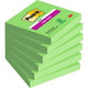 Zelfklevende notes post-it 6 x 90 vel 76 x 76 mm blanco groen