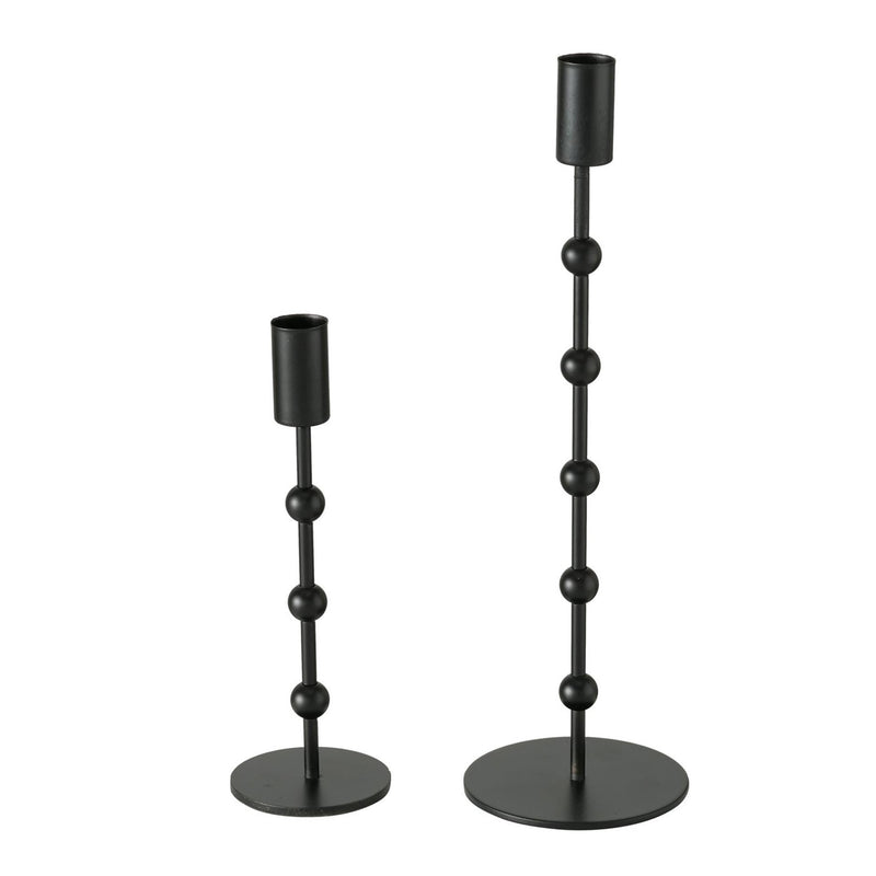 Boltze home kandelaar metaal zwart 2 dlg. h20-30cm