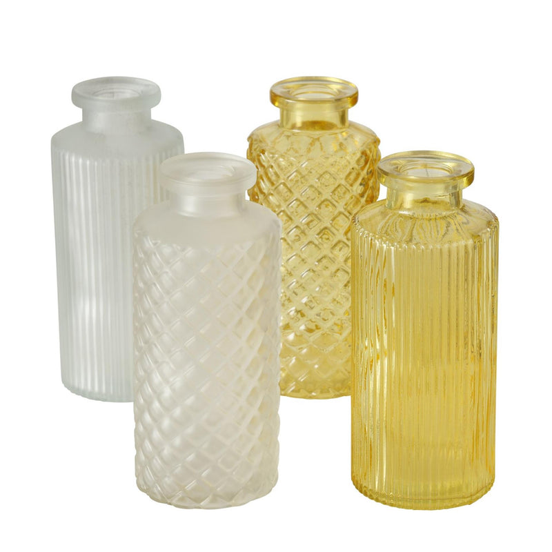 Boltze home vaas panja geel 4-delige set h14cm