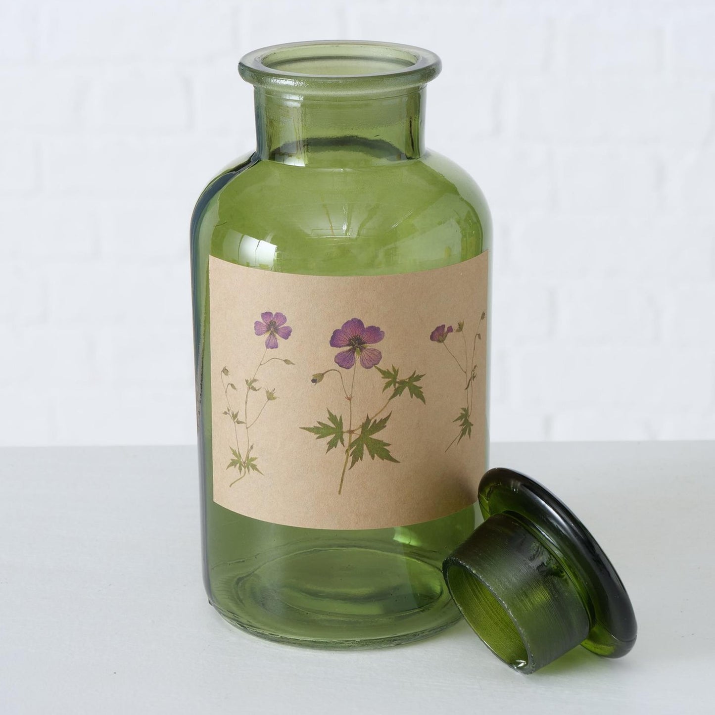 Boltze home apothekersfles glas drya ø10xh22cm groen