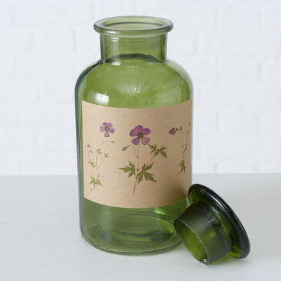 Boltze home apothekersfles glas drya ø10xh22cm groen