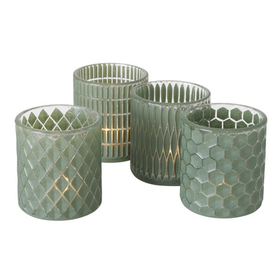 Boltze home windlicht dustin ø8xh9cm groen