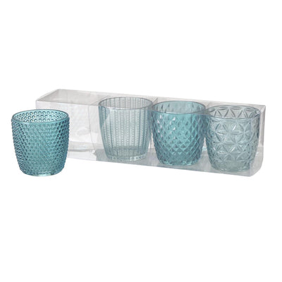 Boltze home windlicht marilu 4-delige set ø7xh7cm blauw