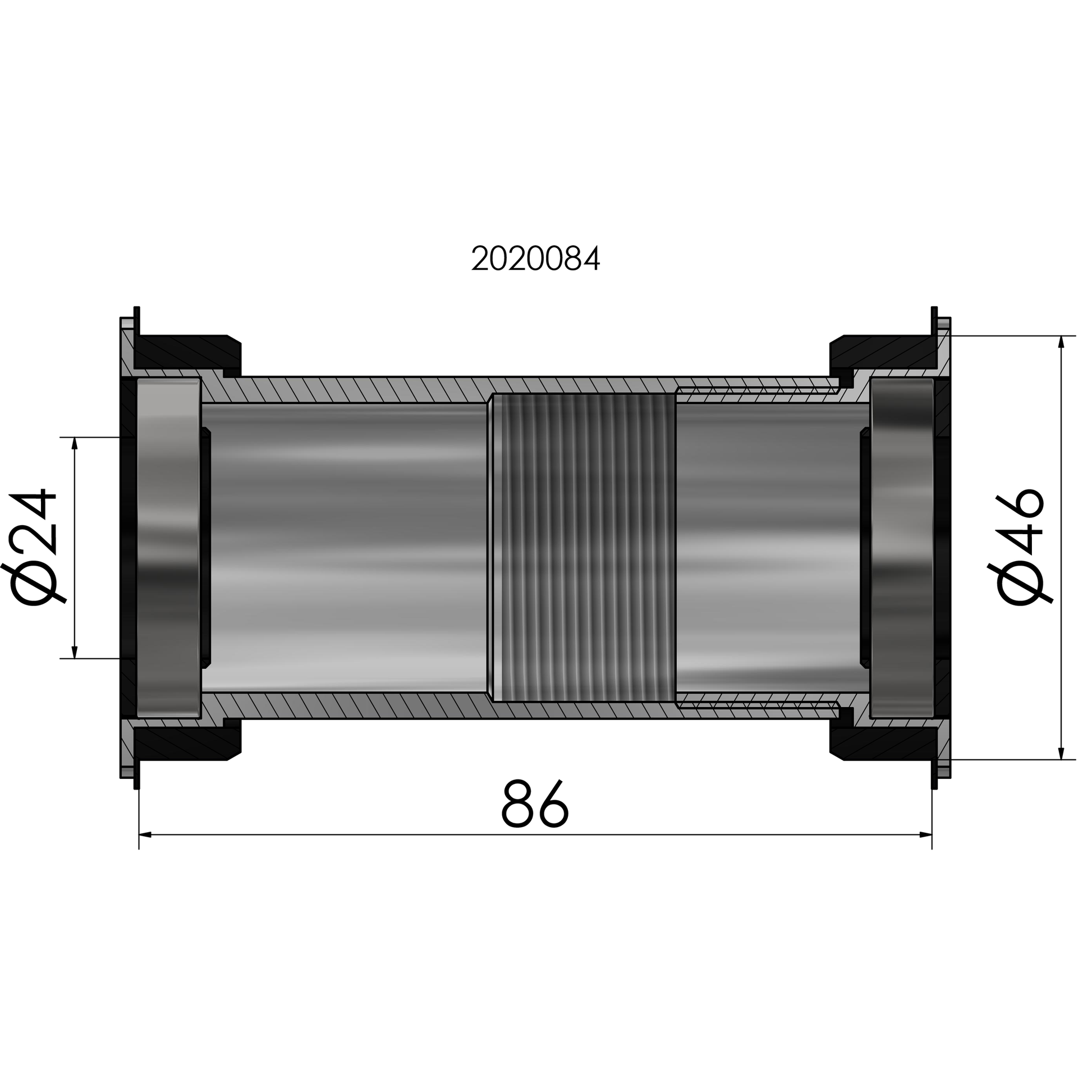 Twist fit trapas Elvedes voor BB386 Shimano 46 x 86 mm