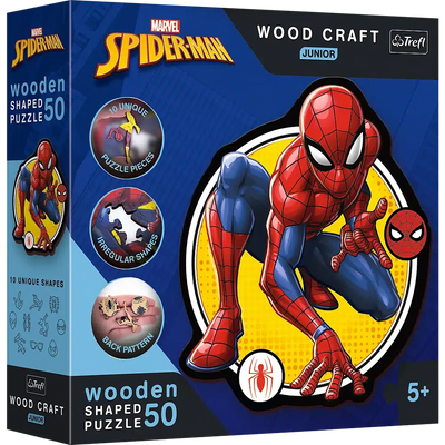 trefl houten spiderman junior marvel puzzel 50 stukjes