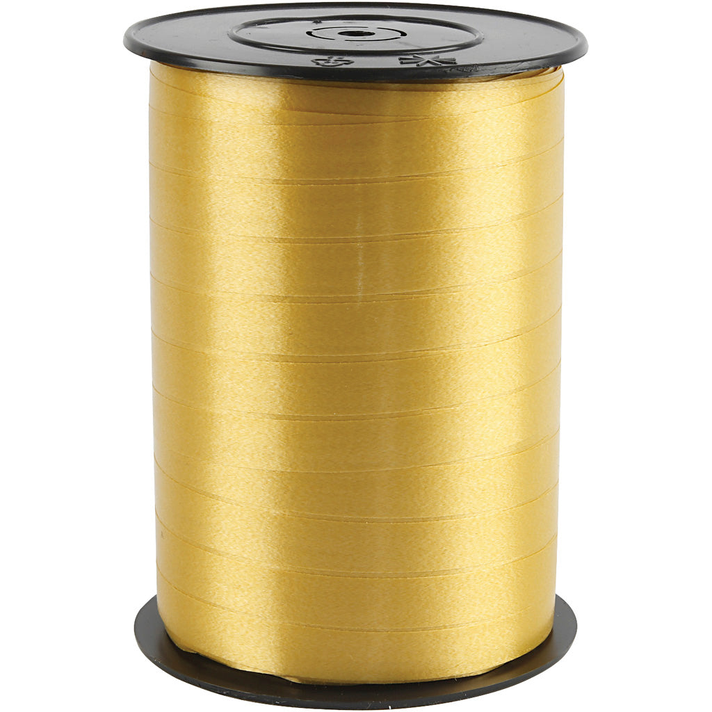 Cadeaulint, b: 10 mm, glossy, goud, 250 m 1 rol