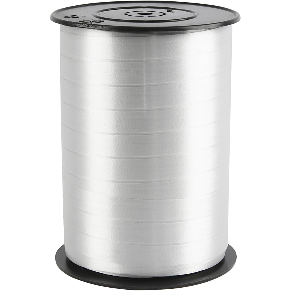 Cadeaulint, b: 10 mm, glossy, zilver, 250 m 1 rol