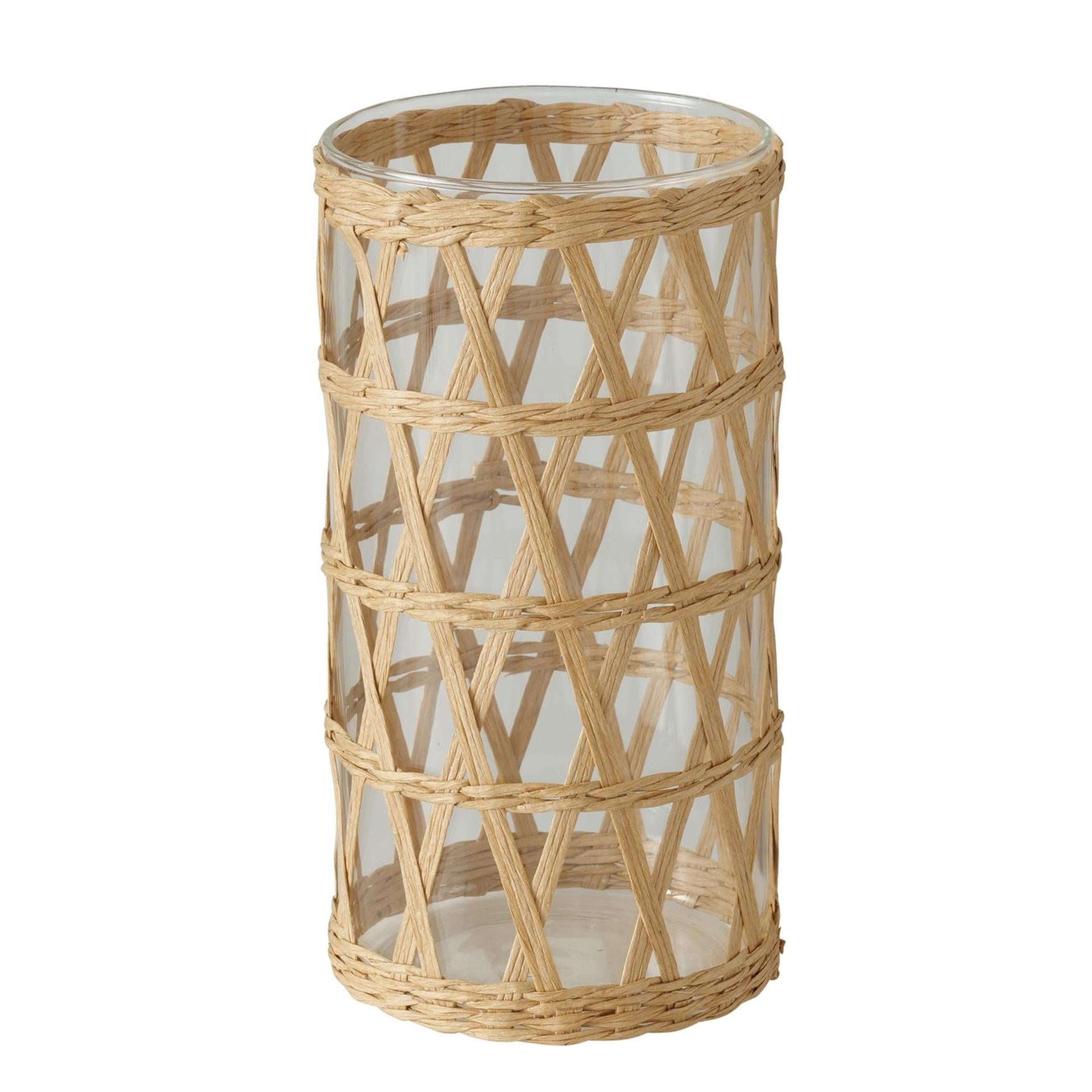 Boltze home vaas favro glas met omhulsel van zeegras ø11xh20cm