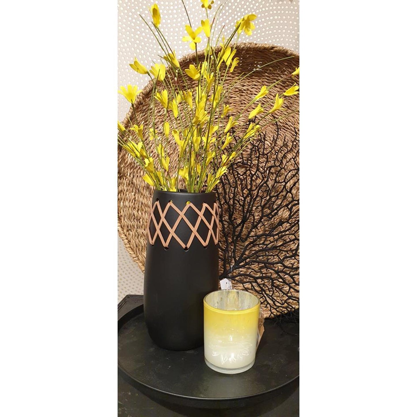 Hbx natural living theelichthouder sunflower ø7xh8cm geel