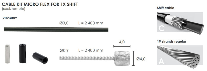 Elvedes schakel kabelkit micro flex ø3,2mm 2500mm 2500mm