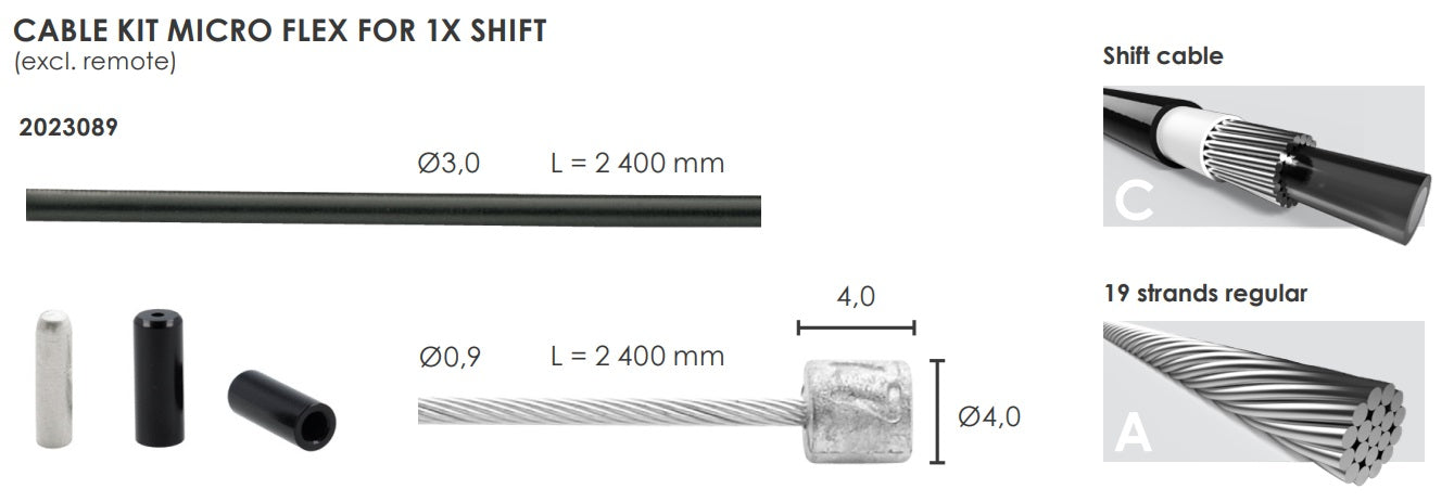 Elvedes schakel kabelkit micro flex ø3,2mm 2500mm 2500mm