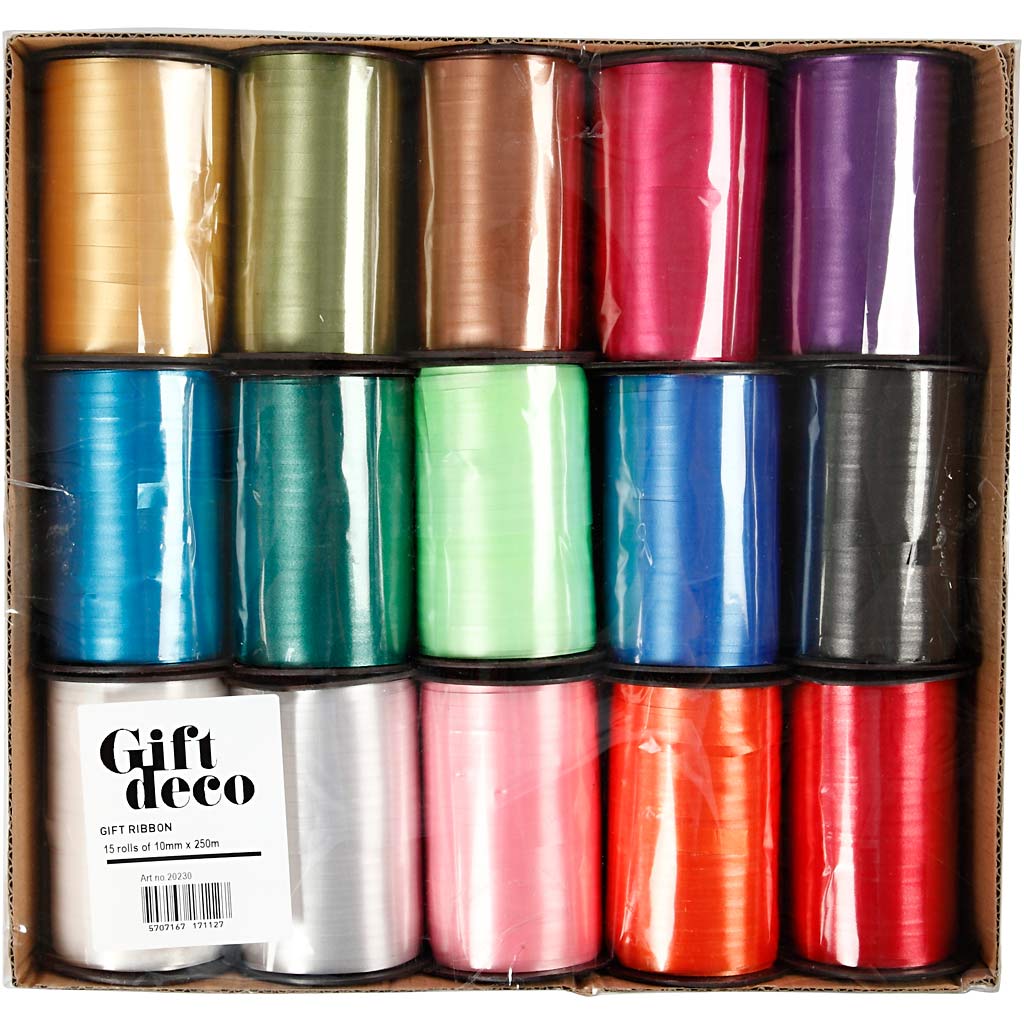 Creativ company http: www.cchobby.nl cadeaulint-b-10-mm-glossy-diverse-kleuren-15x250-m-1-doos