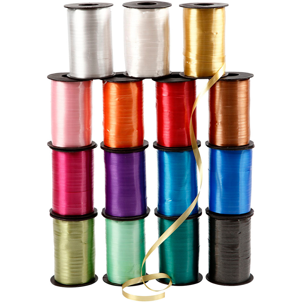 Creativ company http: www.cchobby.nl cadeaulint-b-10-mm-glossy-diverse-kleuren-15x250-m-1-doos