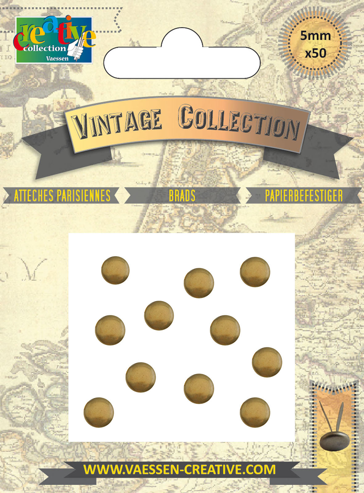 Vaessen creative • splitpennen vintage 5mm antiek goud