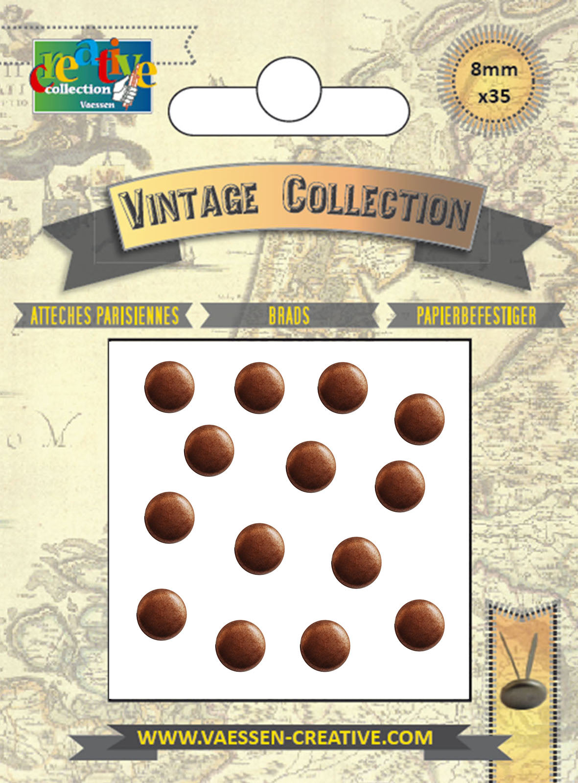 Vaessen creative • splitpennen vintage 8mm antiek koper