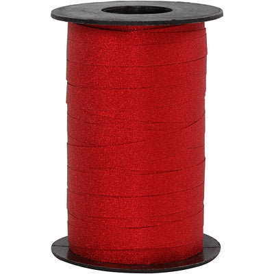 Cadeaulint, b: 10 mm, glitter, rood, 100 m 1 rol