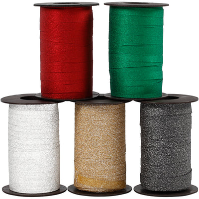 Cadeaulint, b: 10 mm, glitter, diverse kleuren, 5x100 m 1 doos