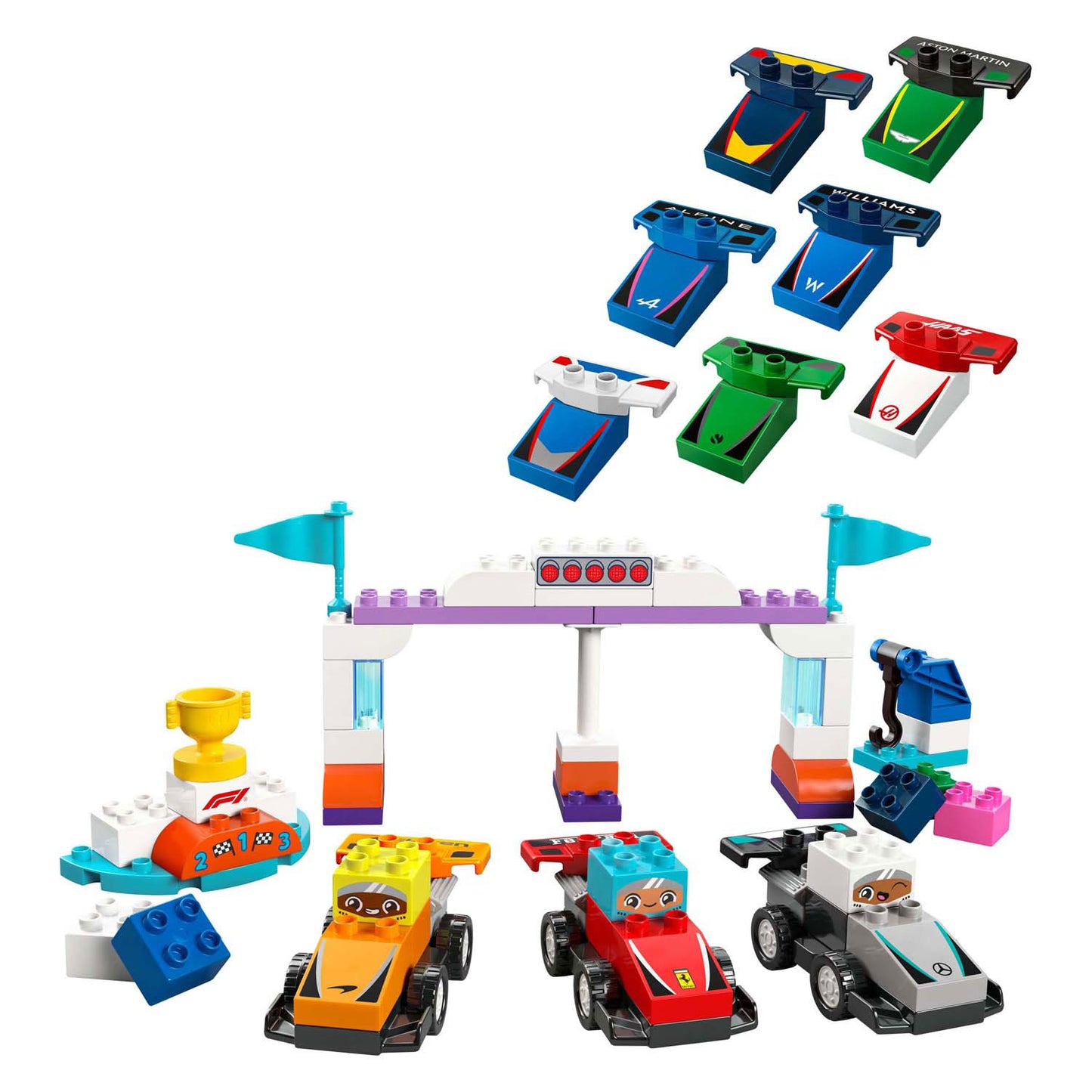 Lego lego duplo town 10445 f1 team racewagens en coureurs