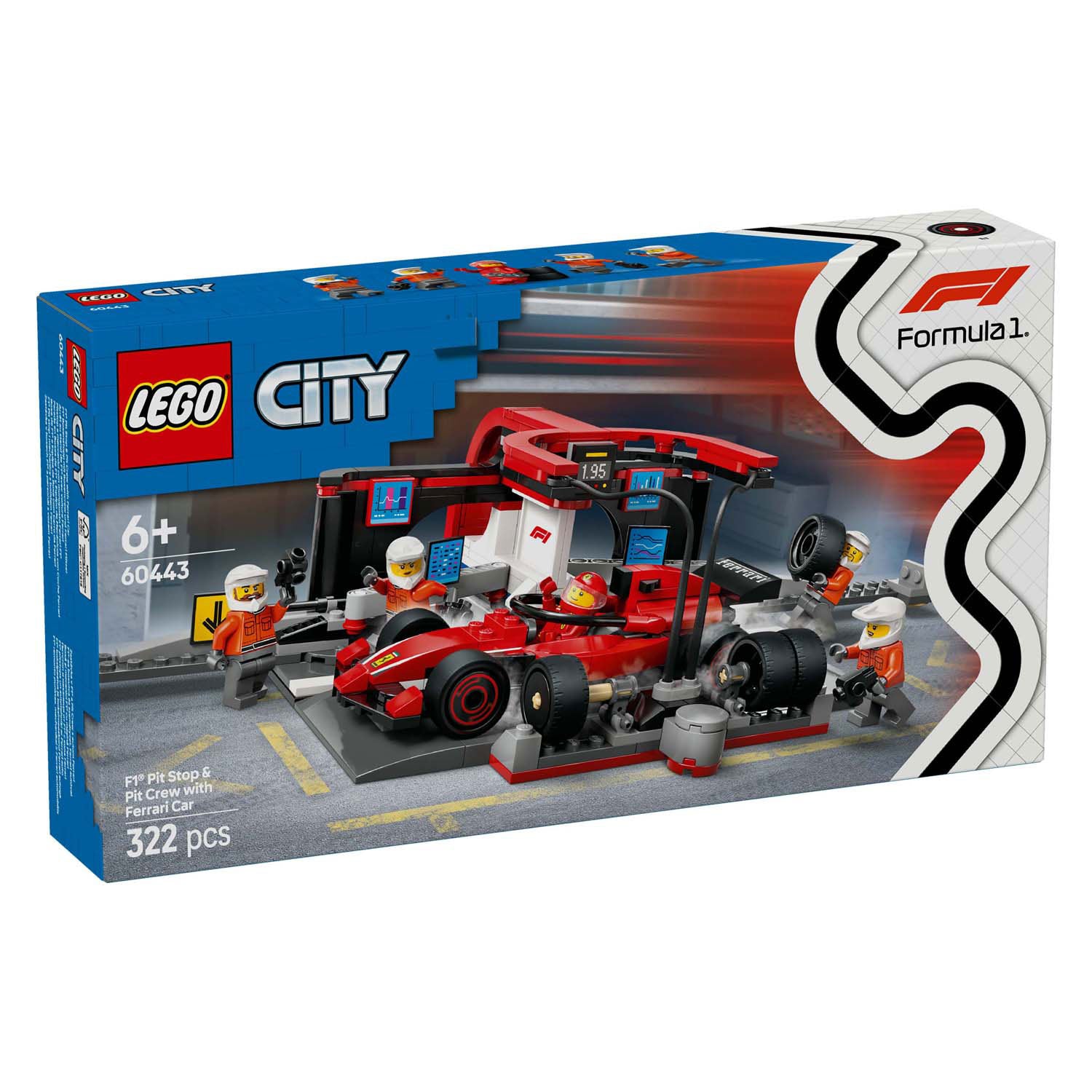 Lego city f1 pitstop en pitcrew met ferrari auto - 60443