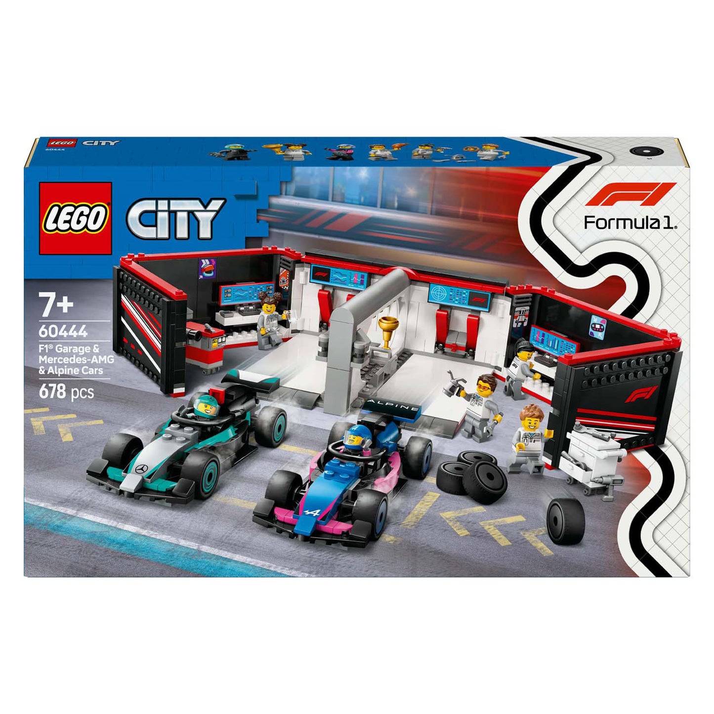 Lego lego city 60444 f1 garage met mercedes-amg en alpine auto's