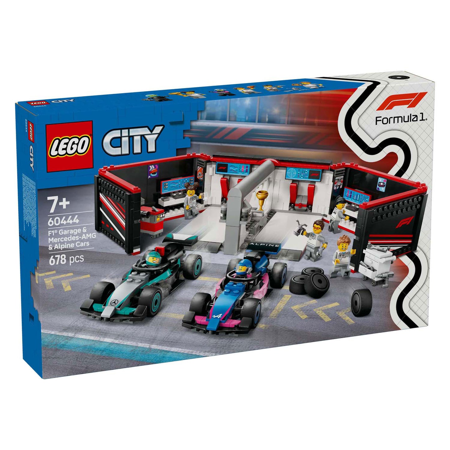 Lego lego city 60444 f1 garage met mercedes-amg en alpine auto's