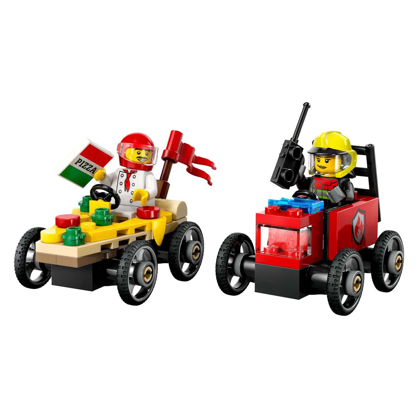 Lego lego city 60458 raceautopakket: pizzabestelwagen vs. brandweerauto