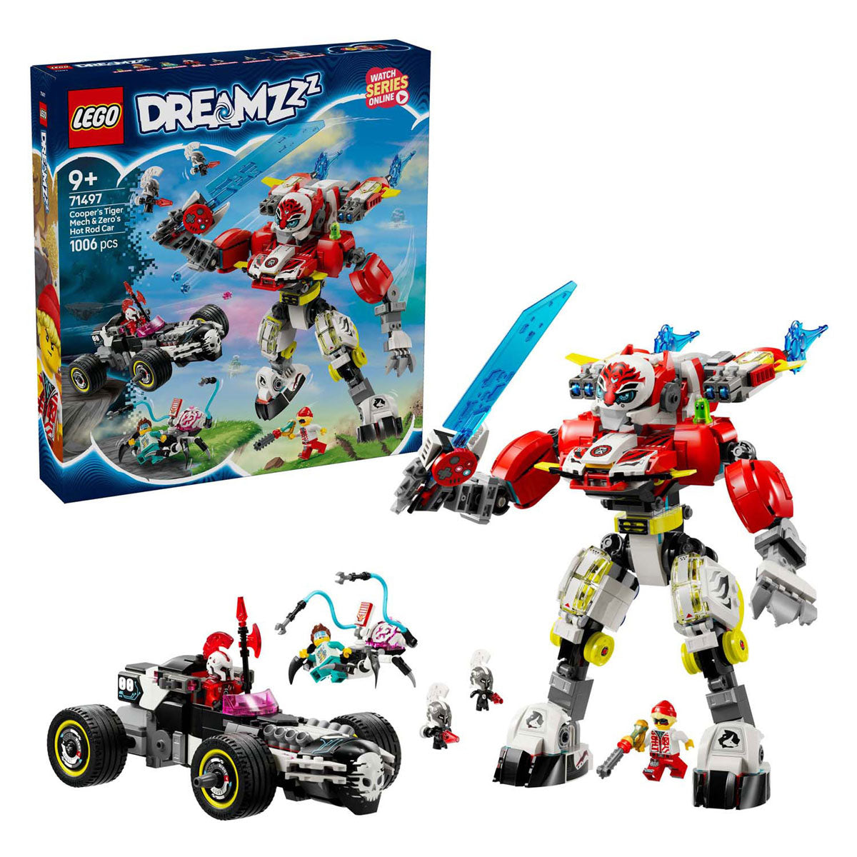 Lego lego dreamzzz 71497 coopers tijgermecha en zero's hot rod auto