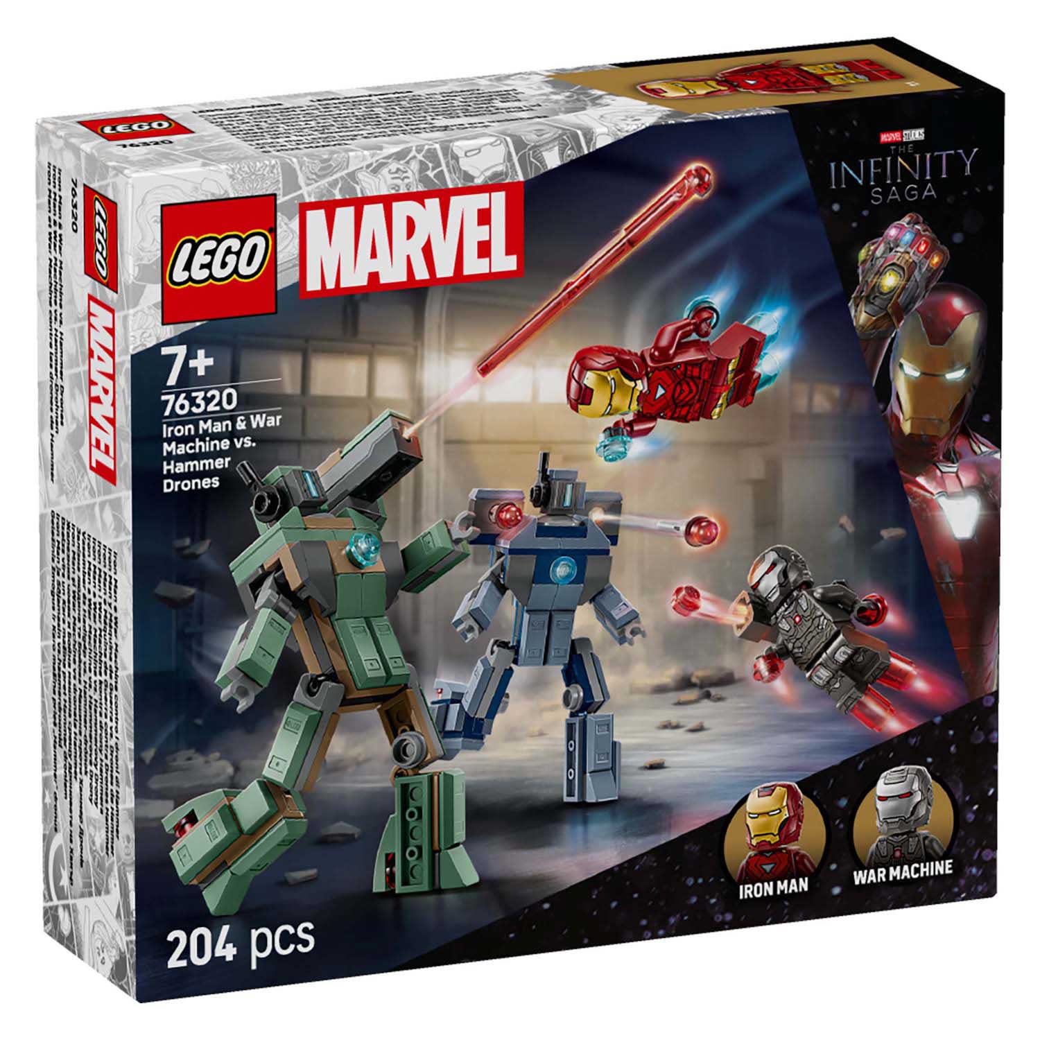 Lego ® ǀ marvel iron man en war machine vs. hammer drones - 76320