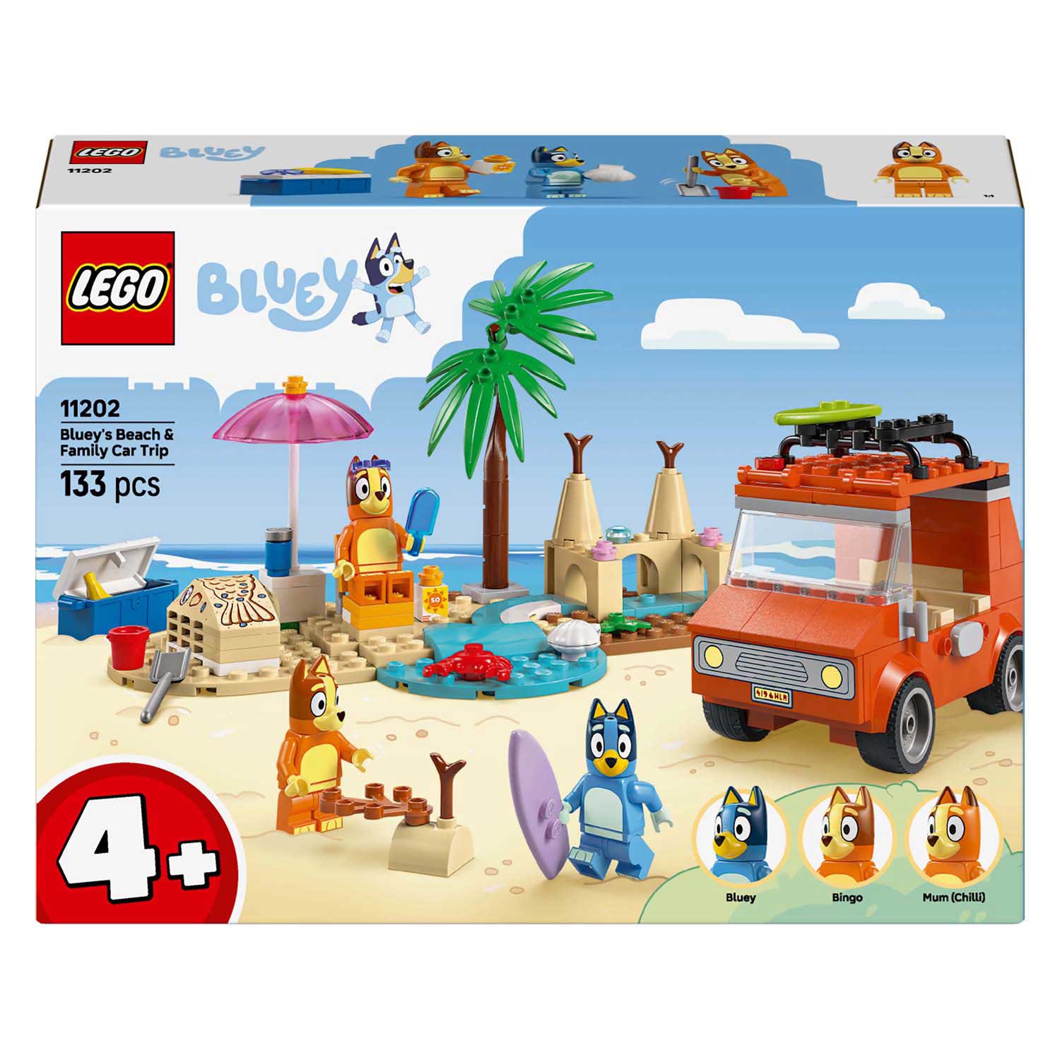 Lego bluey 11202 bluey's autorit naar het strand
