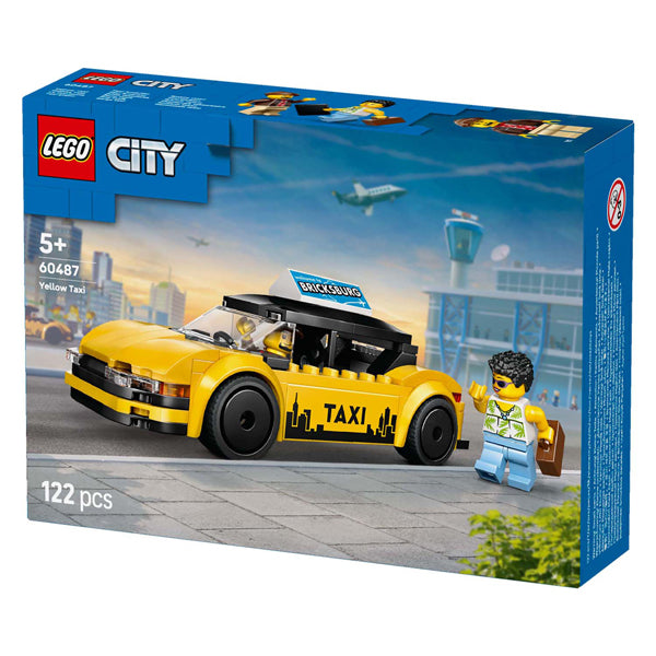 Lego ® city gele taxi - modelautobouwset met 2 minifiguren - klassieke speelgoedtaxi - 60487