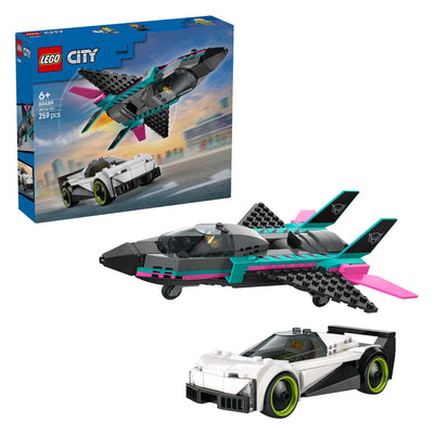 Lego city jet vs. car6 constructiespeelgoed