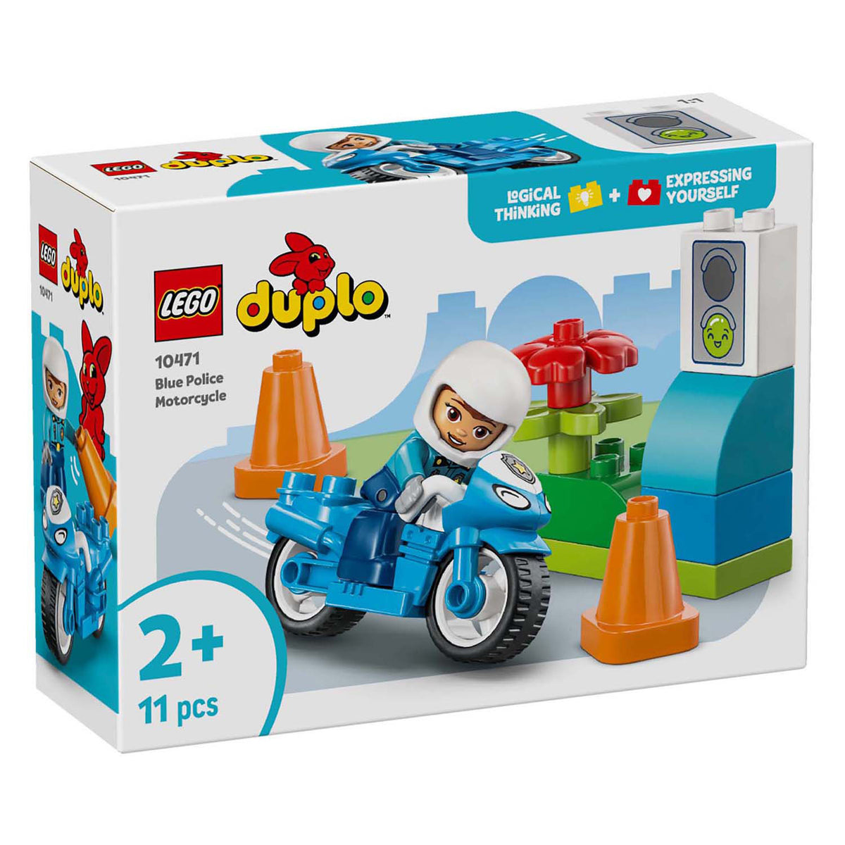 Lego duplo town - blauwe politiemotor educatief montessori speelgoed voor kinderen - 10471