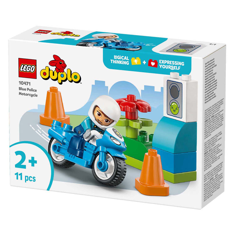Lego duplo town - blauwe politiemotor educatief montessori speelgoed voor kinderen - 10471